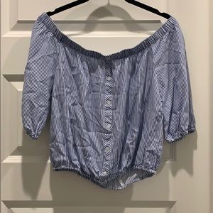 Striped over the shoulders crop top